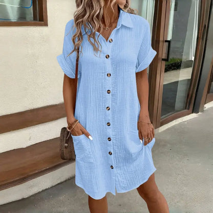 🎁 50% reducere🔥【40-100kg】Rochie de călătorie cu mânecă scurtă din bumbac și in 2026 - ușoară și respirabilă