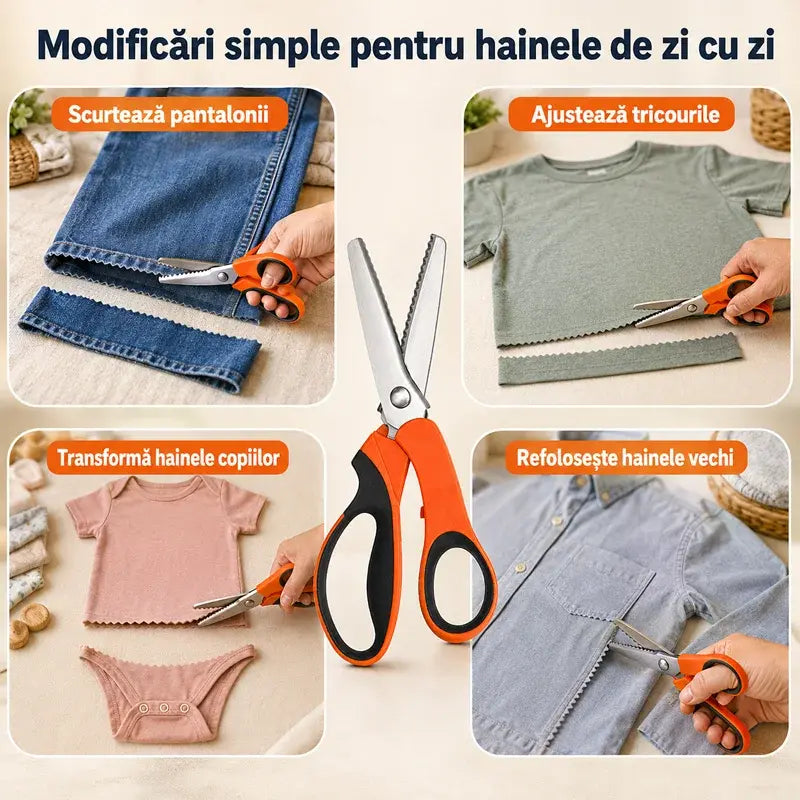 ✂️ Taie impecabil și previne deșirarea materialelor! Foarfecă profesională ZIG-ZAG / Valuri pentru croitorie și lucru manual! ✨