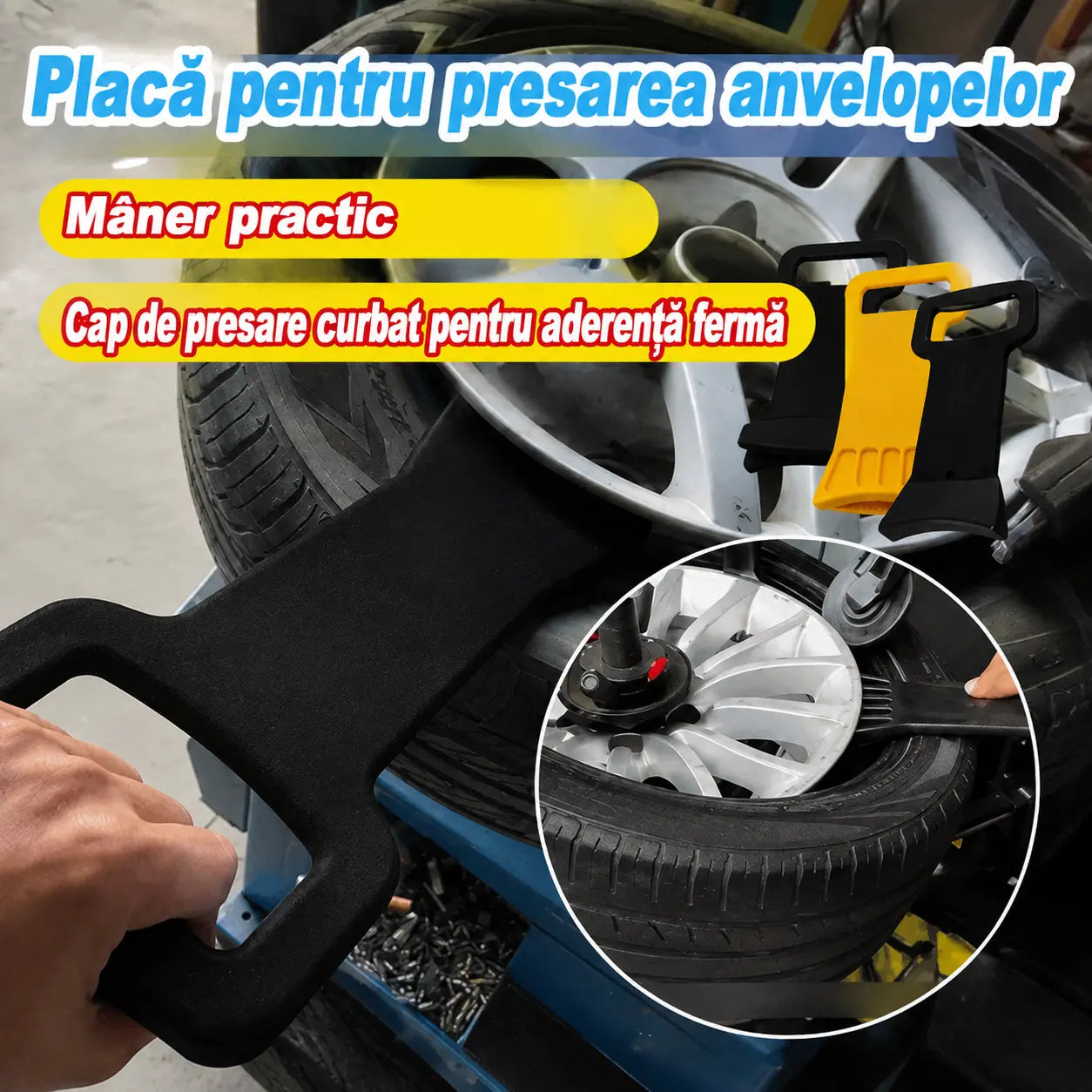 【Reducere 50%】🛠️🚗 Dispozitiv pentru presarea talonului anvelopei, utilizat pentru montarea/demontarea anvelopelor