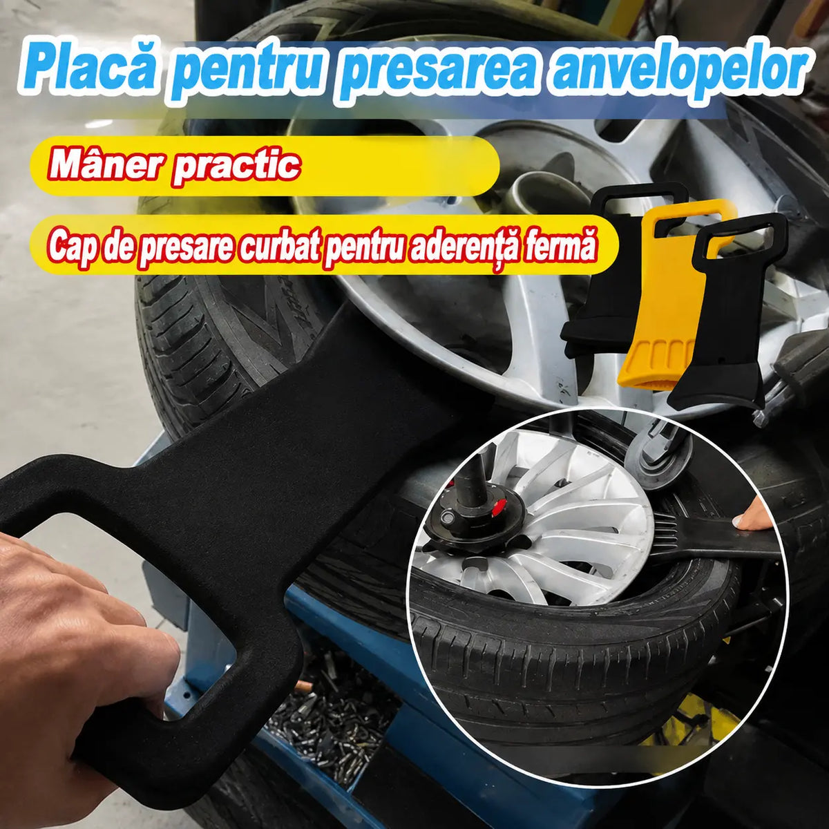 【Reducere 50%】🛠️🚗 Dispozitiv pentru presarea talonului anvelopei, utilizat pentru montarea/demontarea anvelopelor