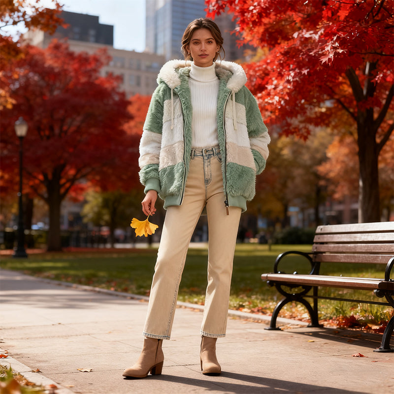 🔥Μισή τιμή για περιορισμένη διάρκειας【S-5XL】Νέο προϊόν για φθινοπωρινή και χειμερινή σεζόν - Γυναικεία μοντέρνα μπλούζα με κουκούλα και συνδυασμένους χρώματα