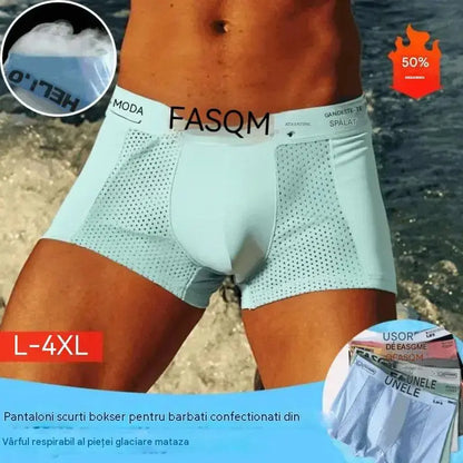 💥👍【Cumperi 3, primești 3 GRATIS】【L–4XL】Boxeri bărbătești din plasă respirabilă Ice Silk