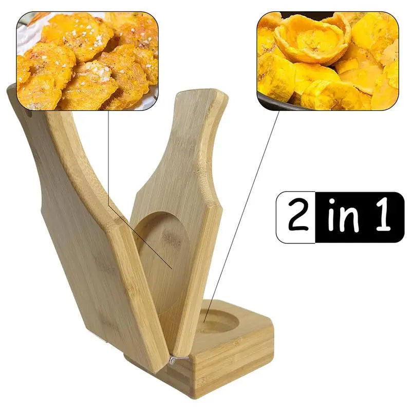 🍌 Presă 2 în 1 din lemn pentru banane plantain
