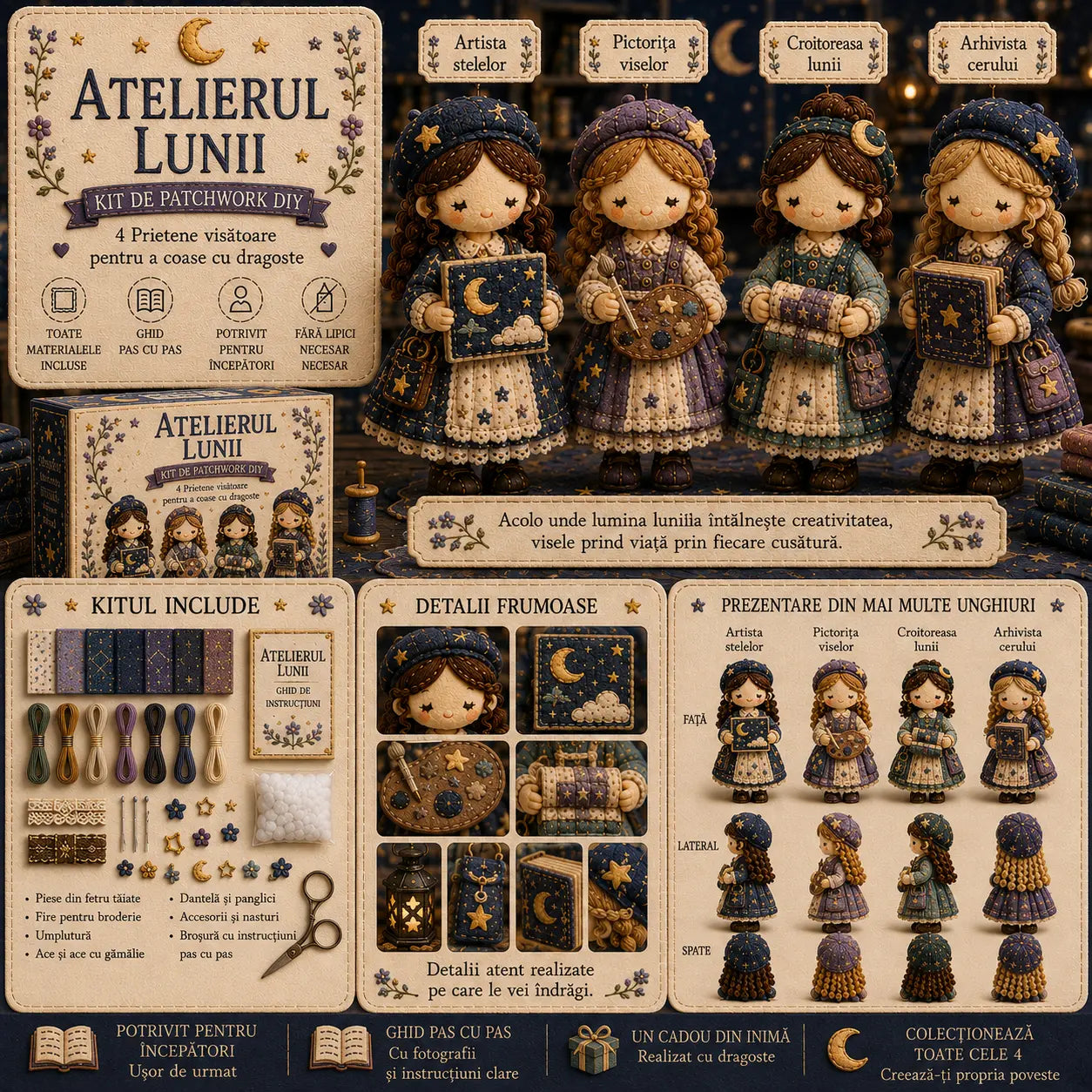 🎁Ultima zi: Profită de reducerea de 49%! 🧵 Set miniatural de patchwork din seria Miniature World