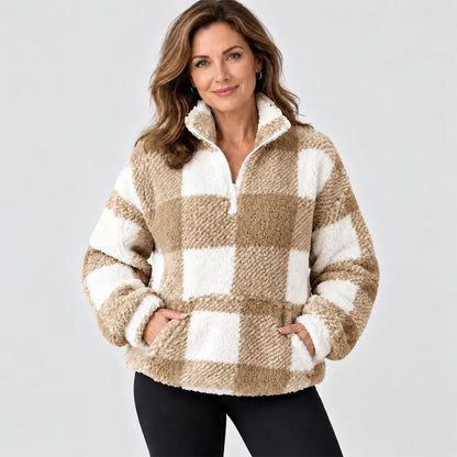 🌸【S-5XL】Un pulover din fleece în carouri, incredibil de moale, care îți ține de cald! 🧊🔥