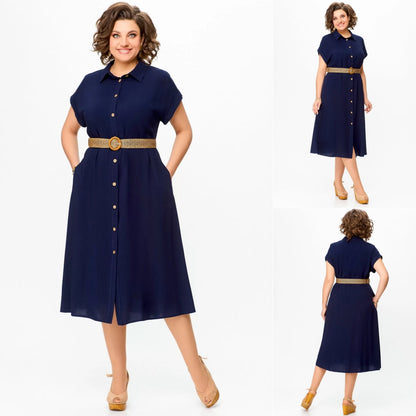 Oferta limitowana💥【S-5XL】Wygodna sukienka z kołnierzykiem i talią 2025 