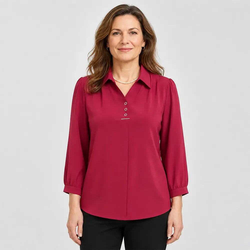 ✨👚Bluză Elegantă Stil Polo cu Guler Clasic – Croială Relaxată Mărimi Mari (XL-6XL), Material Fin, Respirabil și Versatilă pentru Toamnă-Primăvară
