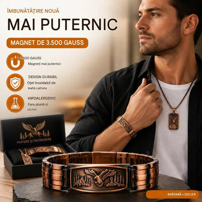 🔥【Brățară + Colier】Brățară magnetică pentru bărbați, cu design de vultur