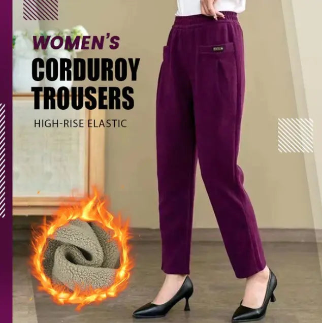 🔥 Pantaloni casual din catifea raiată de bumbac pur pentru femei