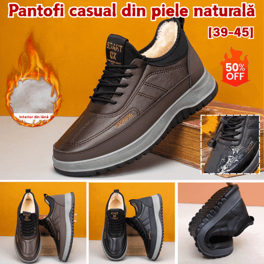 ⛄🔥【39-45】2026 Pantofi sport casual de iarnă pentru bărbați, din piele naturală, impermeabili, cu talpă moale și catifea, noi