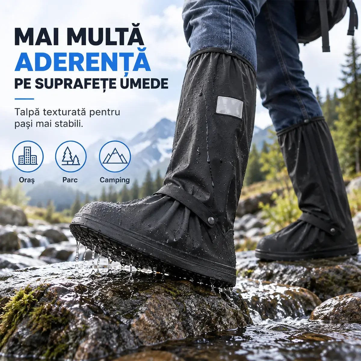 ☔【1 pereche】Protecție Supremă împotriva Ploii! Huse Înalte Impermeabile pentru Încălțăminte (Inălțime 40 cm)! Talpă Anti-Alunecare Grosă · PVC Rezistent · Disponibil pe Negru și Transparent!