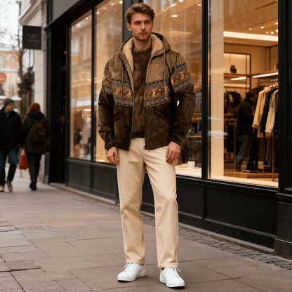 🎄🎄【S-4XL】Modne męskie kurtka z cienkiego sametu, ochronna i gruba na jesień i zimą