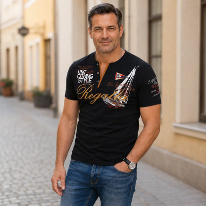 😍【S-5XL】Un tricou bărbătesc elegant cu imprimeu - perfect pentru orice ocazie