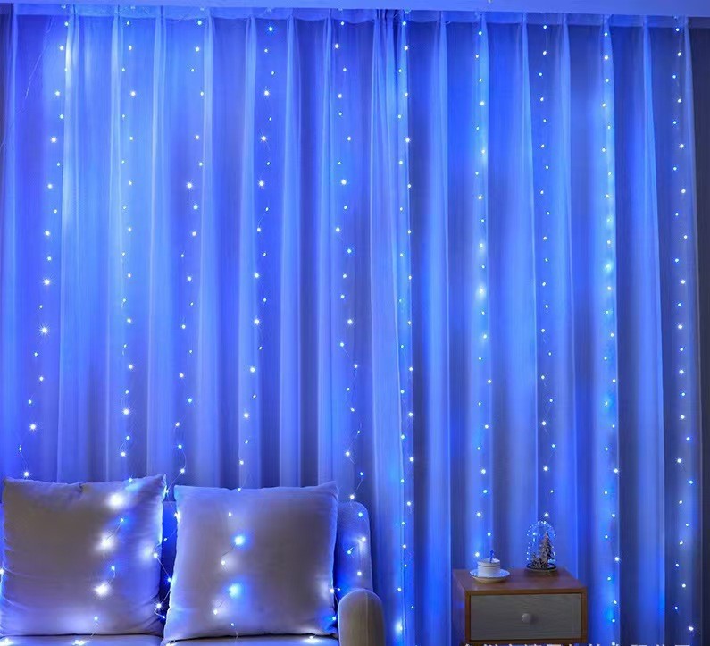 Cortinas de luces LED, luces decorativas ambientales con control remoto USB, decoración navideña para el dormitorio