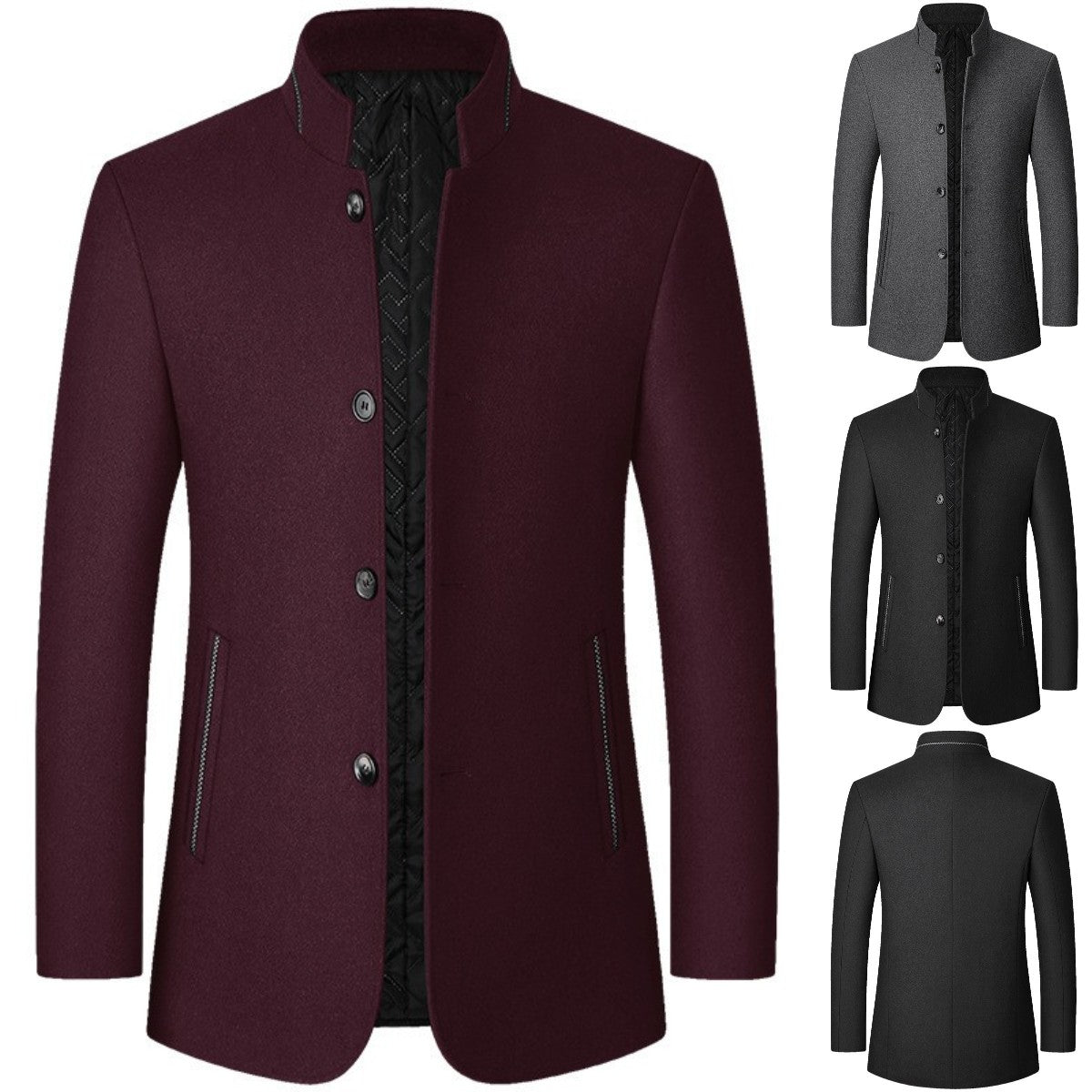 【100% lana de alta calidad】🌞【M-4XL】Chaqueta de lana para hombre, estilo casual, con cuello alto, nueva colección otoño-invierno 2025