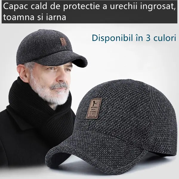 🔥🧢 Șapcă călduroasă pentru bărbați cu protecție pentru urechi – confort pentru toamnă și iarnă
