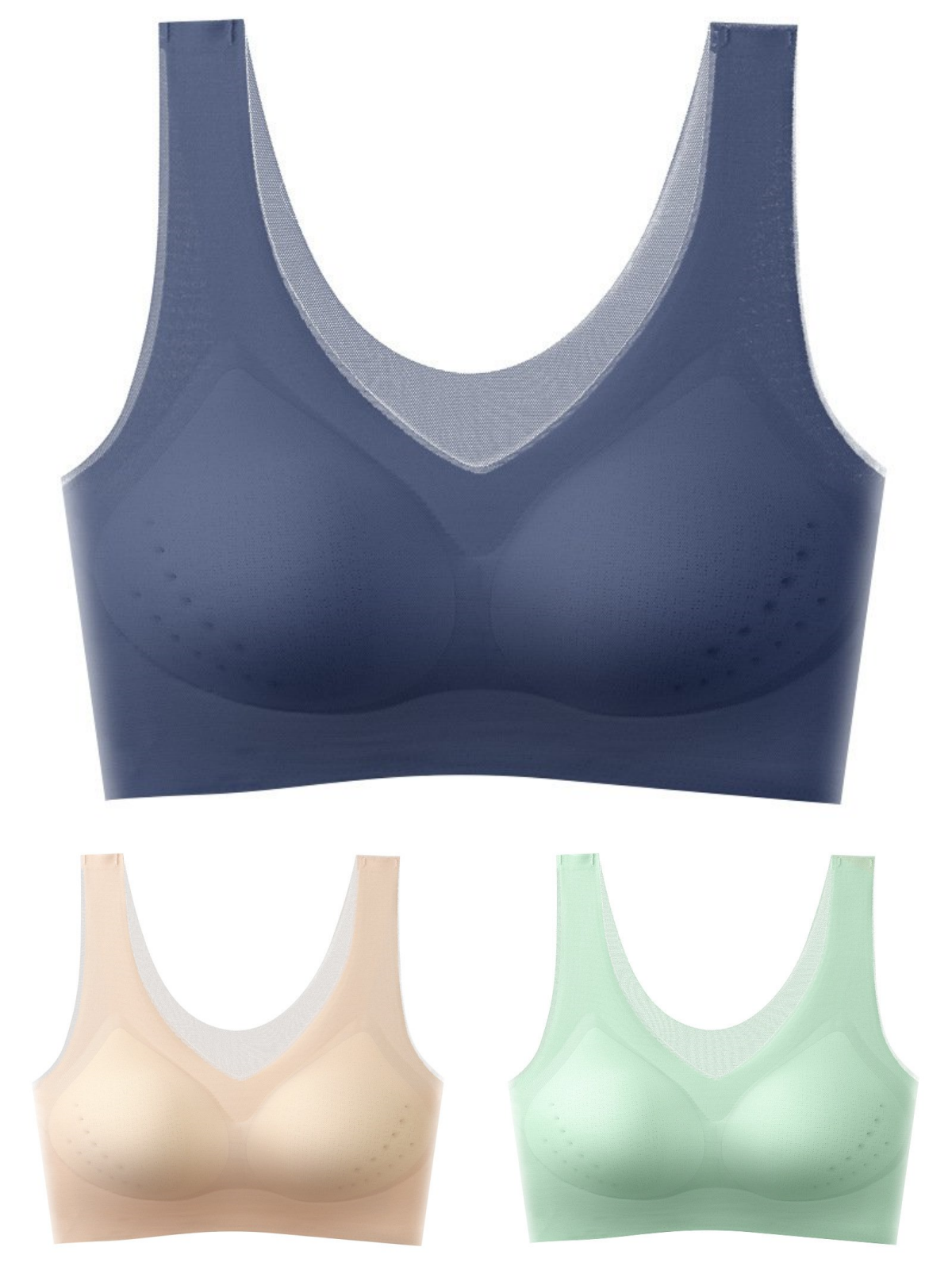 🏆【Kup 3, vezmi 3】【40-120 kg】2025, bezešvá podprsenka z ledového hedvábí s liftingovým efektem 