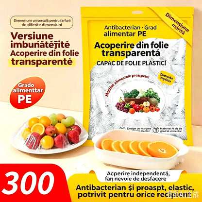 【1 pachet cu 300 de foi】🛡️ Folie alimentară cu acțiune antibacteriană – Protejează alimentele, ideală pentru bucătărie și frigider 🧴
