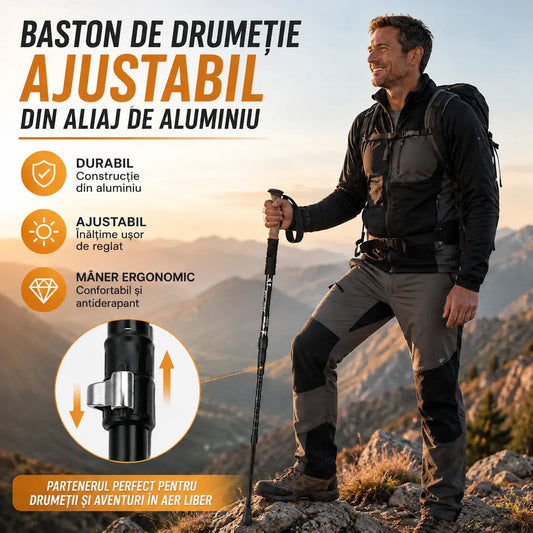 📢 50% reducere ⛰️✨ Bețe de trekking/drumeție multifuncționale și reglabile din aliaj de aluminiu – durabile, cu amortizare a șocurilor și ușoare