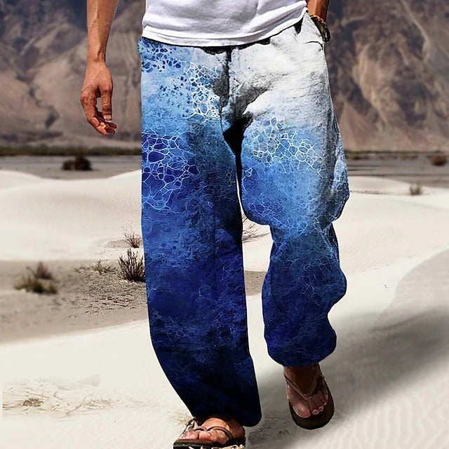 🔥👖【S-6XL】Pantaloni bărbătești cu croi larg din bumbac și in, mărimi mari, în stil boem casual