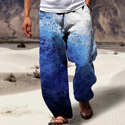 🔥👖【S-6XL】Pantaloni bărbătești cu croi larg din bumbac și in, mărimi mari, în stil boem casual