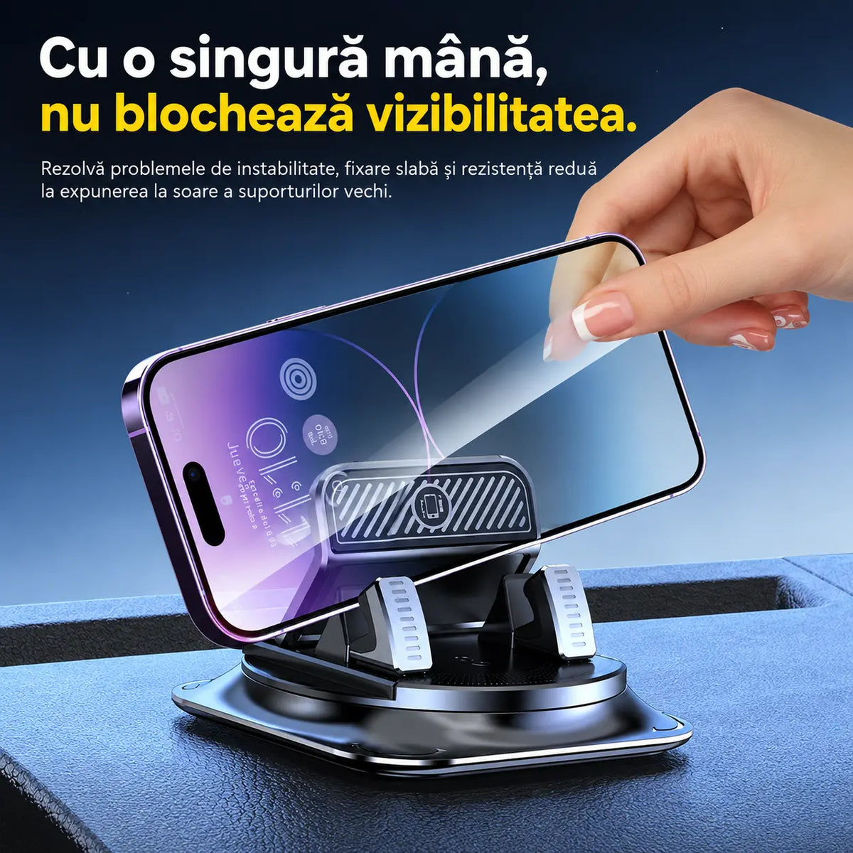🚗 Suport auto pentru telefon 2 în 1, rotativ la 360° și antiderapant
