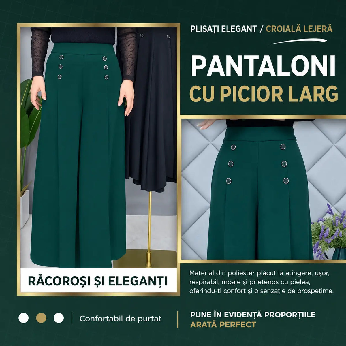 【M-5XL】Pantaloni largi cu pliuri (Reducere de 50% pentru o perioadă limitată)