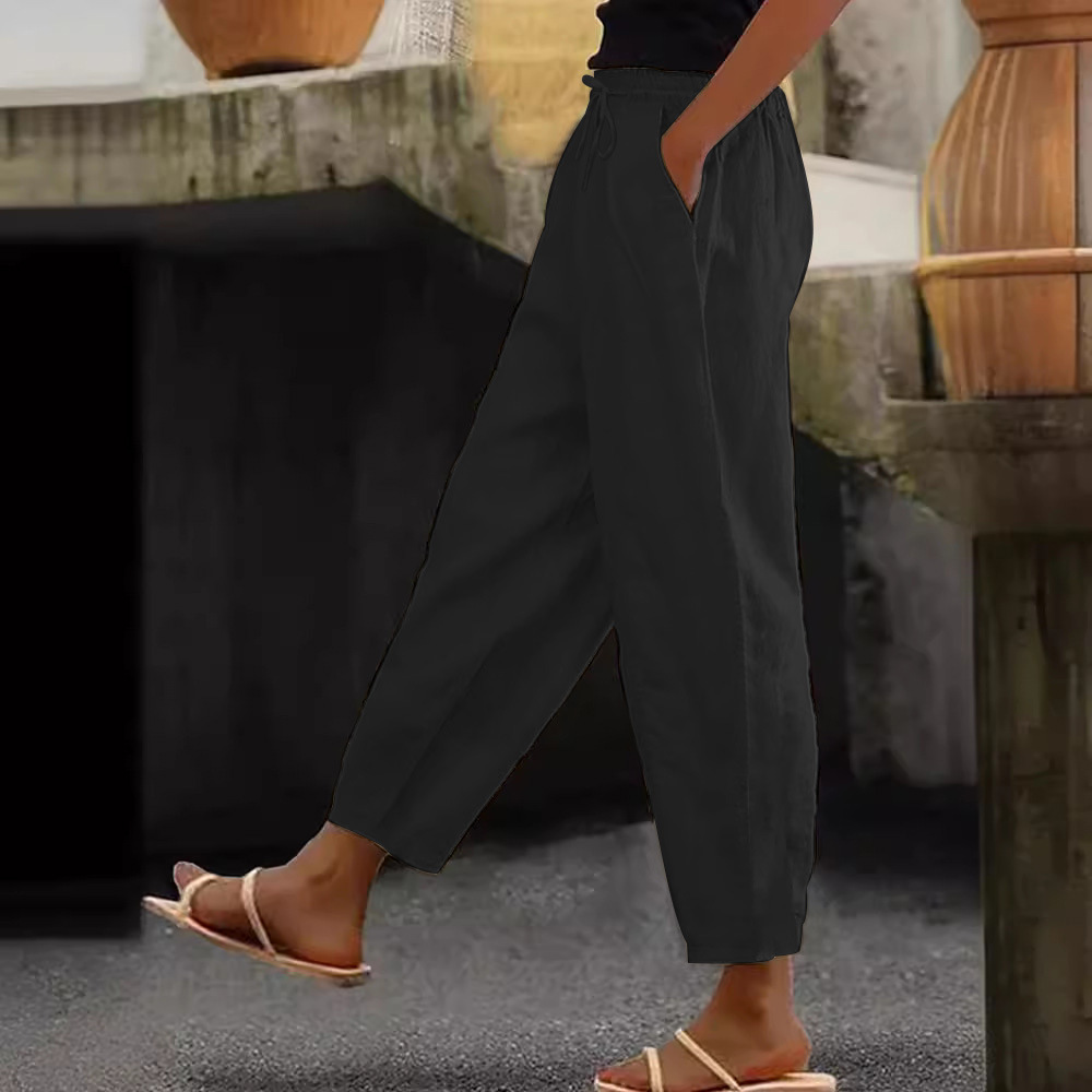 😍💕Reducere de 48%💕【40-120kg】Pantaloni casual din bumbac și in pentru femei ✅️Ramburs la livrare