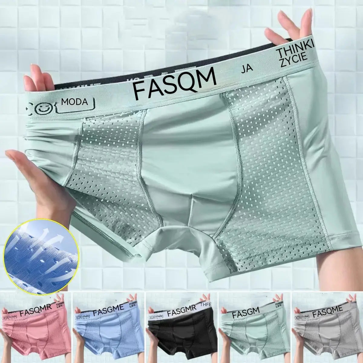💥👍【Cumperi 3, primești 3 GRATIS】【L–4XL】Boxeri bărbătești din plasă respirabilă Ice Silk
