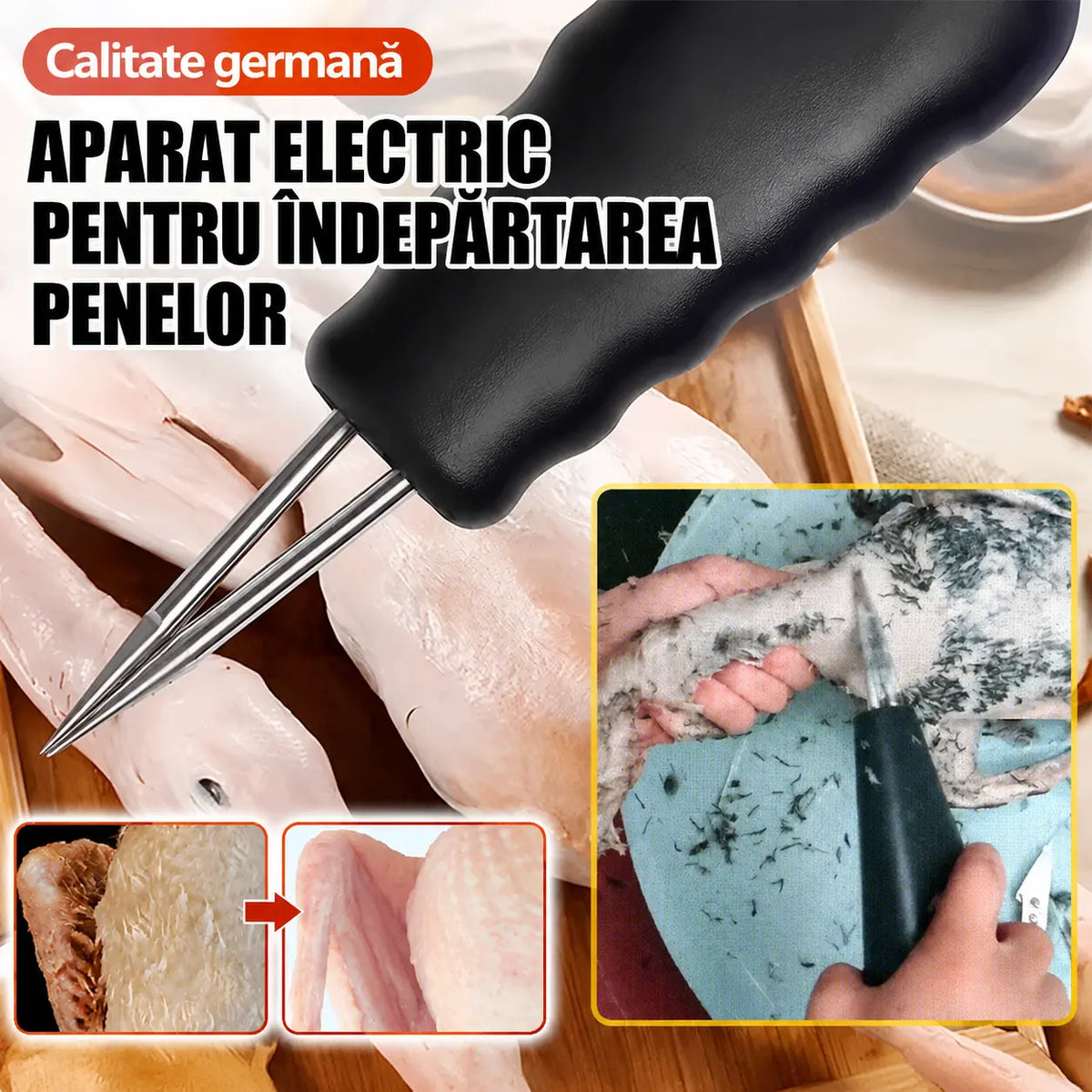 🦆🛒【REDUCERE 45%】🦆🦆 Aparat electric pentru îndepărtarea penelor de pasăre｜Îndepărtare eficientă a penelor, economisește timp și energie