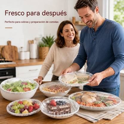 【200 bucăți】Film transparent de unică folosință, ideal pentru recipiente și alimente. Se potrivește perfect, asigură o etanșare bună și este ușor de utilizat