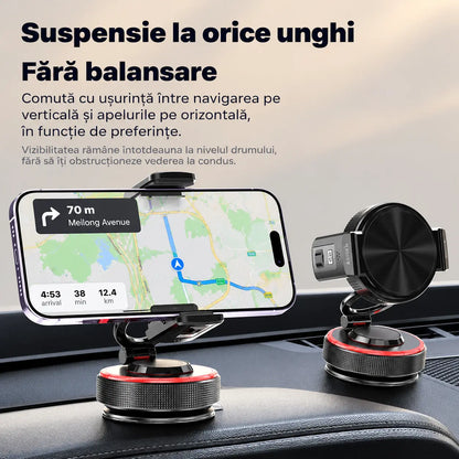 📱 Reducere de 50%! Suport auto pentru telefon cu ventuză, forță magnetică de 20 N, braț telescopic și rotație la 360°. Stabil și pliabil! ✨🚗