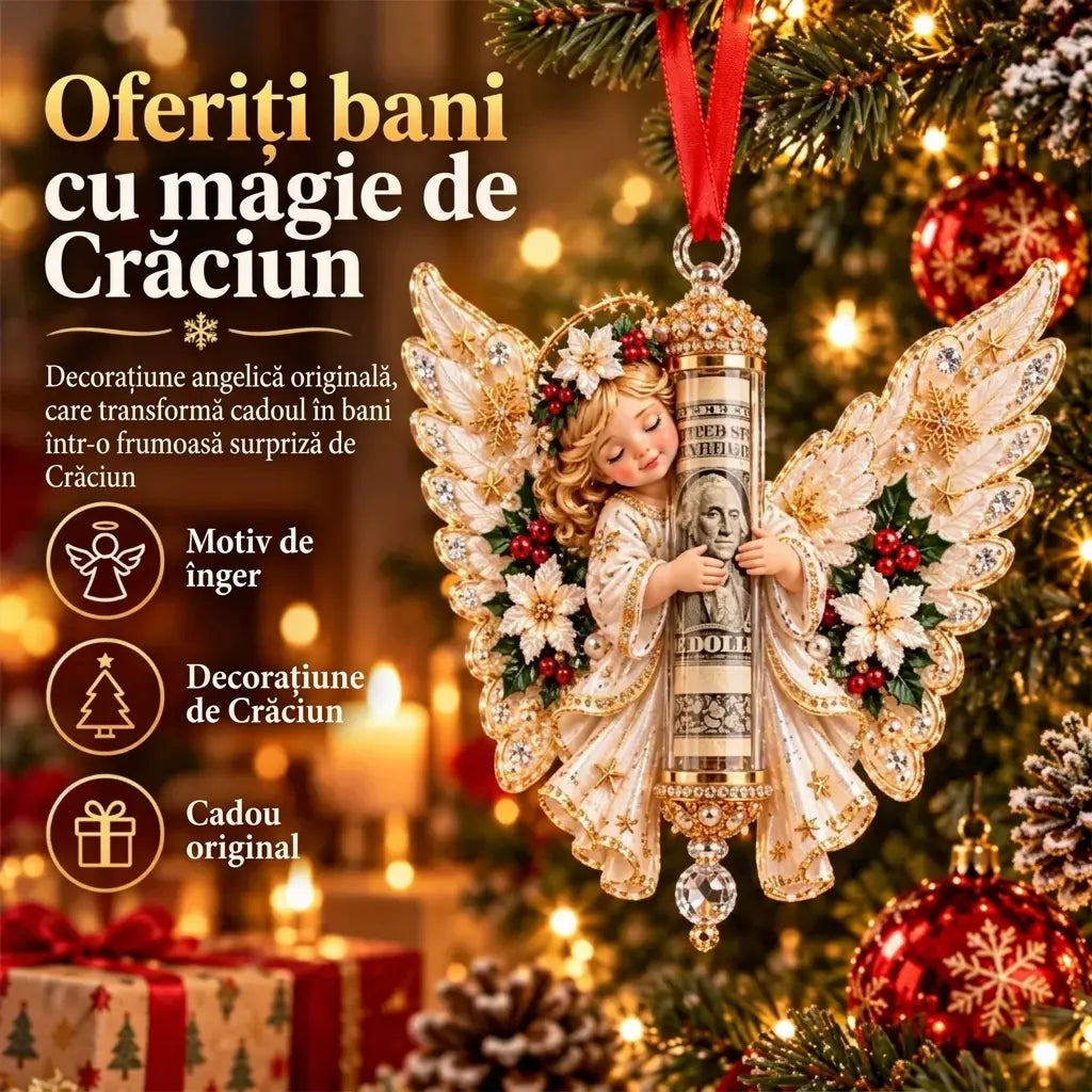 🎁 Prețul pentru setul din 5 piese este de 159 RON ✨Ornament de Crăciun cu înger, pentru bani