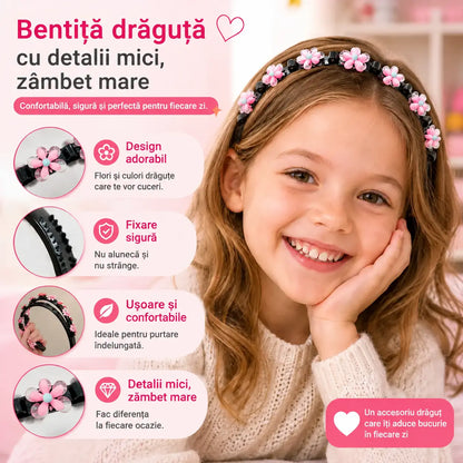 👑【5 bucăți】Agrafe de păr, accesorii și panglici împletite pentru fete