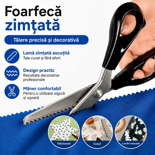 🔥✂️ Foarfecă zimțată pentru țesături, disponibilă în 5 dimensiuni
