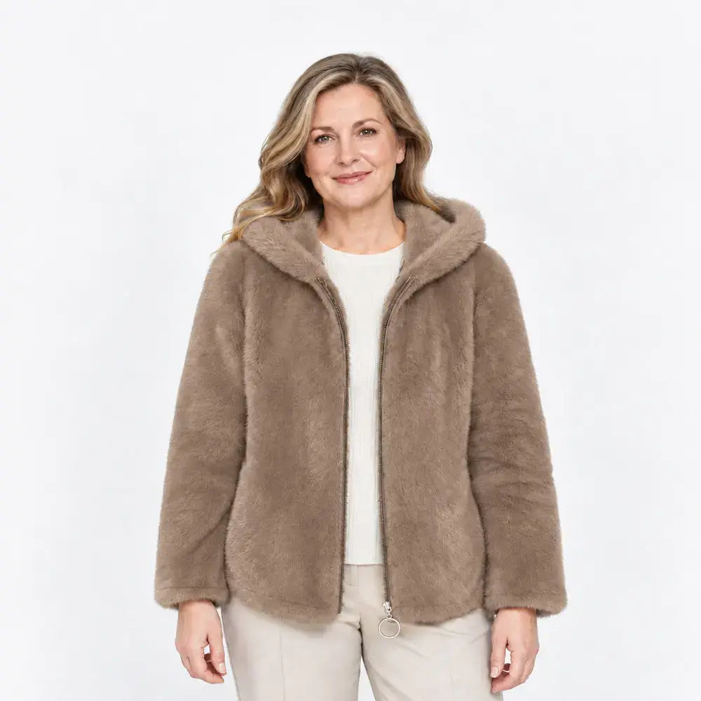 🔥【M-7XL】Jachetă de iarnă din fleece pentru femei – groasă, reversibilă, cu glugă, izolată termic, cu fermoar.