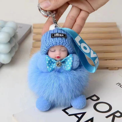 😴🧸🚗Compra 1 y llévate 1 gratis🔥Colgante de coche muñeca dormida, llavero de peluche y dibujo animado