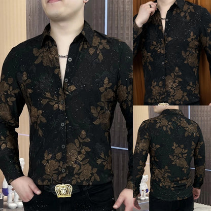 🔥Cămașă nouă cu mânecă lungă, imprimeu și rever, cu broderie rafinată, toamna 2025