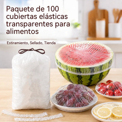 【200 bucăți】Film transparent de unică folosință, ideal pentru recipiente și alimente. Se potrivește perfect, asigură o etanșare bună și este ușor de utilizat