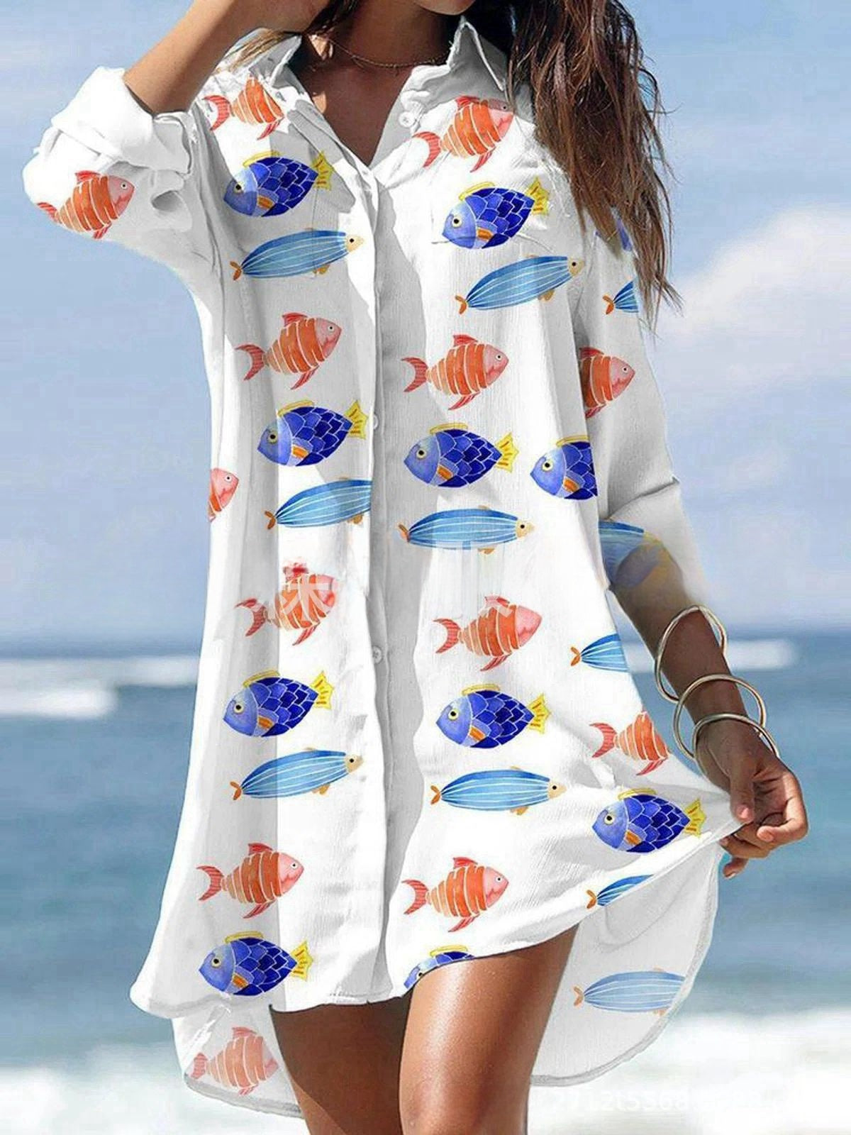 🌼 Rochie-cămașă, mărimi S–8XL – Model floral, colecția 2026