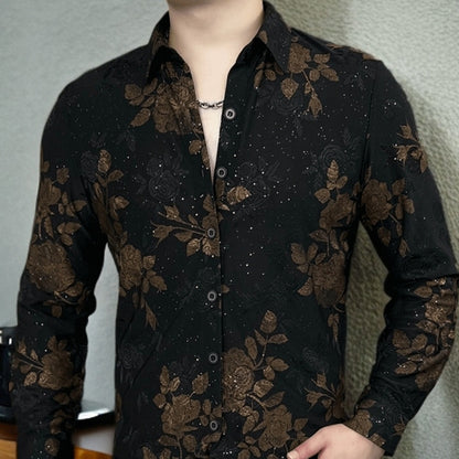 🔥Cămașă nouă cu mânecă lungă, imprimeu și rever, cu broderie rafinată, toamna 2025