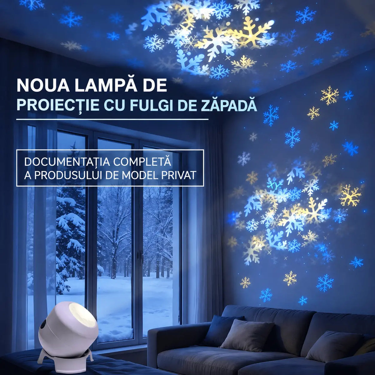 🌈💡Proiector LED rotativ dinamic cu efecte de lumină în șapte culori
