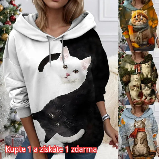 🐱【S-6XL】Bluză de damă cu imprimeu 3D reprezentând o pisică/un animal. Design unic, stil drăguț.