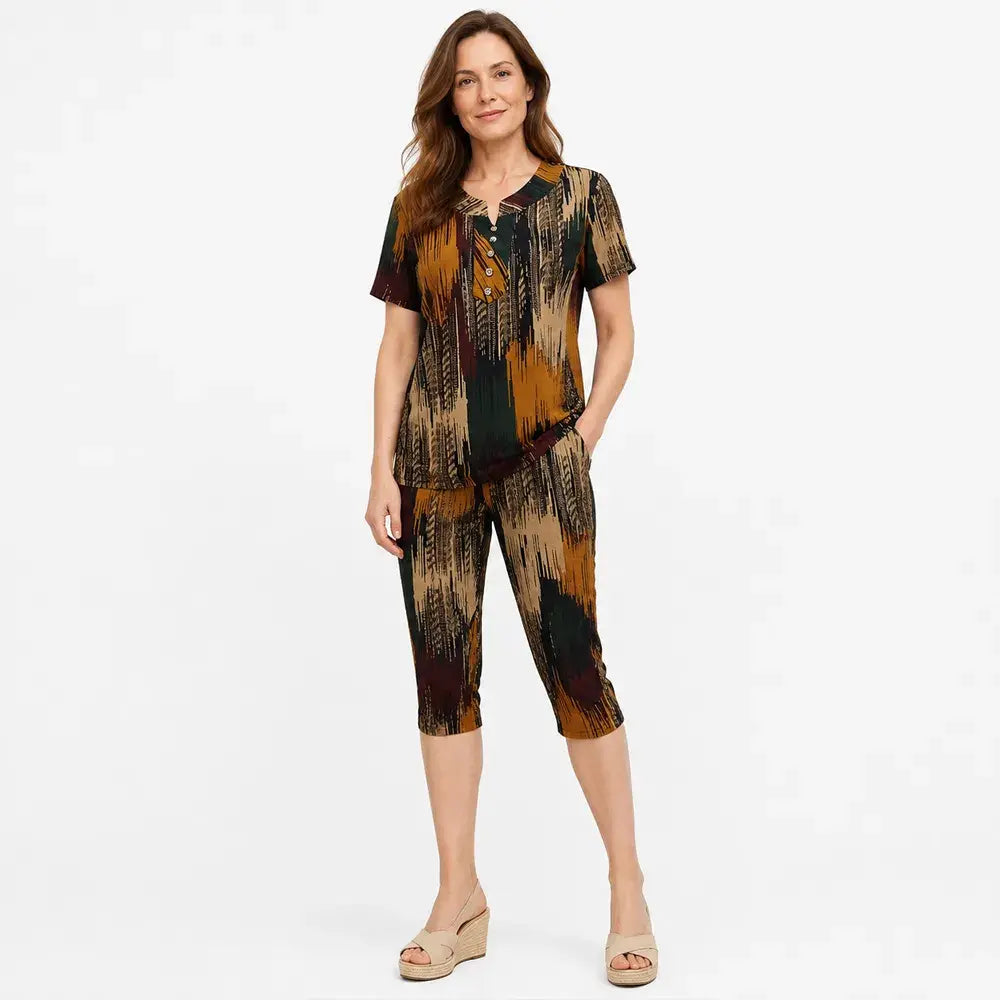 🎁【S-7XL】Costum de vară ușor pentru femei（Top + Pantaloni）