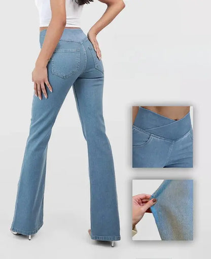 👖 50% reducere🔥 [40-110kg] Blugi crossover cu talie înaltă, la modă ✅Plată la livrare