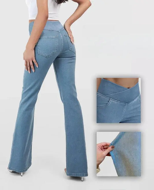 👖 50% reducere🔥 [40-110kg] Blugi crossover cu talie înaltă, la modă ✅Plată la livrare