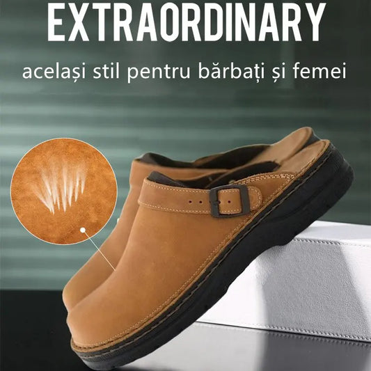 👞【38-48】Papuci din piele naturală, talpă moale, foarte confortabili de purtat✅Ramburs la livrare
