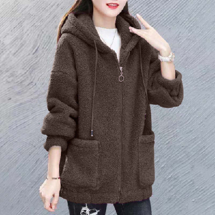 🔥✨【M-4XL】Palton de damă din lână și fleece, cu glugă – modă nouă pentru iarna 2026