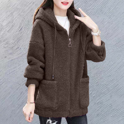 🔥✨【M-4XL】Palton de damă din lână și fleece, cu glugă – modă nouă pentru iarna 2026