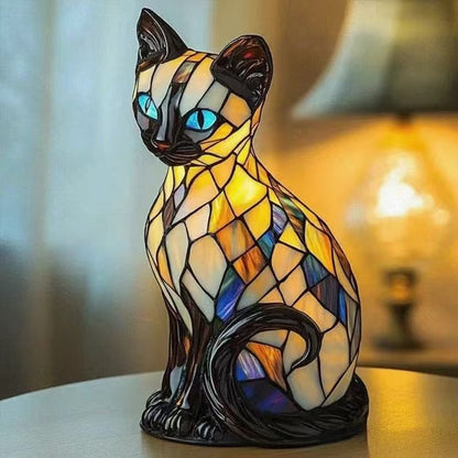 🐱🔥Lampă de masă în formă de pisică, lampă de noapte retro din rășină colorată, cu tematică pisicească